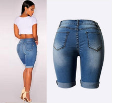 Urban Edge High-Waist Distressed Stretch Shorts
