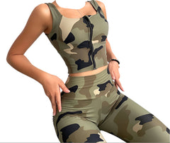 Women's Camouflage Print Yoga Set High-Waist Leggings & Sports Bra for Workout & Fitness