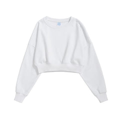 White Women's Active Fit Women's Sports Crop Top Sweatshirt