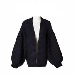 Black Kamilla Women’s Chunky Knit Cardigan  Cropped Crochet Fall Jacket
