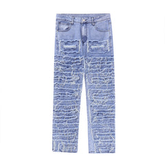 Men's Irregular Big Destressed Patch Denim