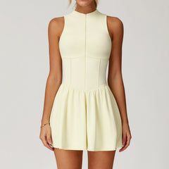 Women's Yellow Solid Color Mini Dress Activewear  Soft, Stretchy & Comfortable