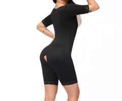 Fit Slim Long Sleeve Open Bust Bodysuit – Double Compression Faja Shapewear for Long Torso