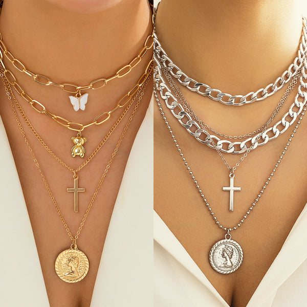 Timeless Charm: Women's Multi-layer Butterfly Necklace - Vintage Inspired