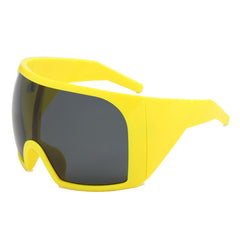 Yellow Frame Women's Designer Style Oversized Mask Sunglasses Shield Frame UV Protection