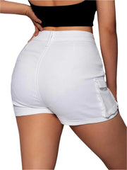 Women’s Super High-Waisted Denim Shorts Lightweight Relaxed Fit Mid-Thigh Jean Shorts