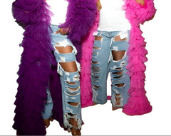 Chic Fluffy Luxury Tulle Robe for Women Elegant & Soft