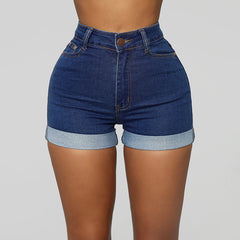 Elevate Your Casual Look: Trendy High Elastic Women's Denim Shorts Await!