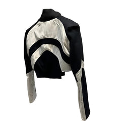 Bold Hue Hot Girl Turtleneck Fashion-Forward Color Block Jacket