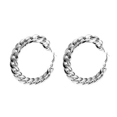 Sparkling Waterfall: Metallic Silver Cascade Hoop Earrings - Elevate Your Style