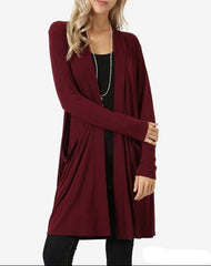 Women’s Open Front Cardigan Slim Fit or Oversized, Long Sleeve Casual Sweater with Pockets