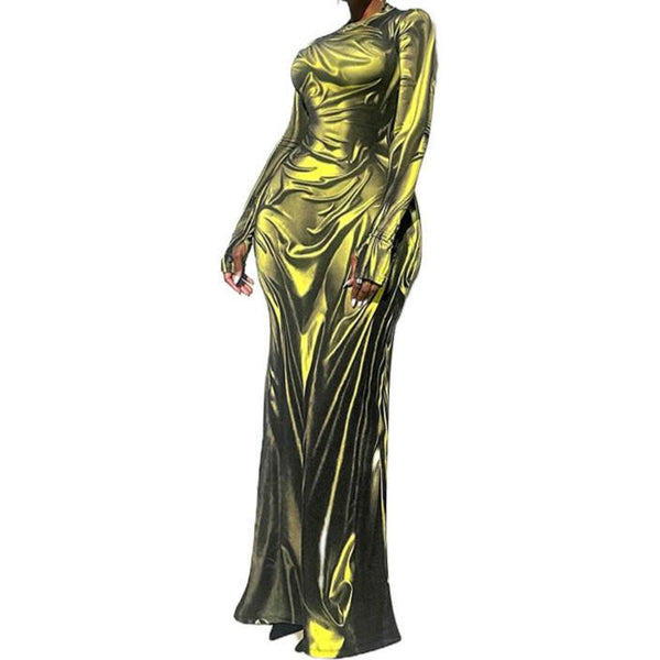 Women's Elegant Slim Fit Maxi Dress: Perfect Wet Illusion Style for Any Occasion