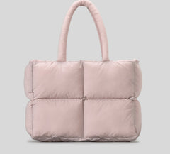 Luxury Women's Quilted Puffer Down Bag – Soft Quilted Tote Handbag