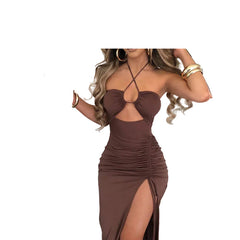 Sexy Halter neck Lace-Up Split Summer Dress  Party & Beach for Women