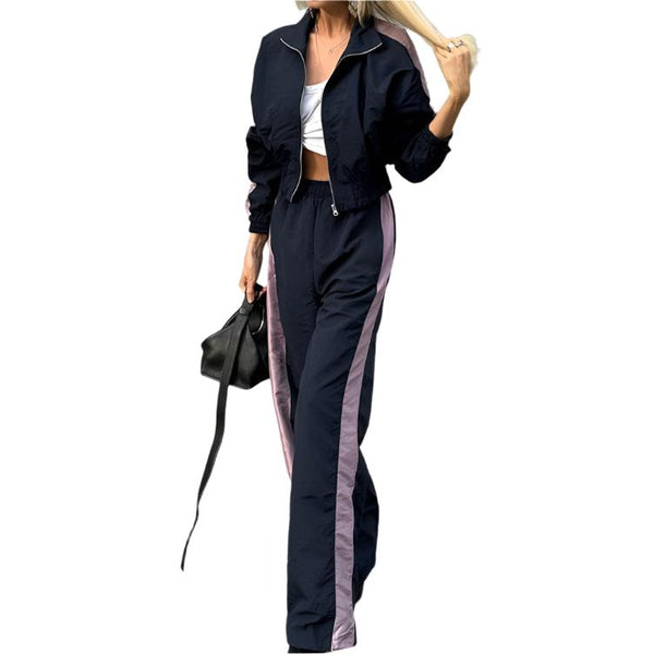 Vibrant Fit Women's Contrast Color Tracksuit  All-Matching Casual Sportswear