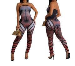 Stylish Butterfly Print Tube Top Jumpsuits – Perfect for Every Occasion!