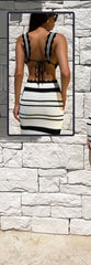 Knitted Beach-Ready 2pcs Striped Bikini  Dress Set