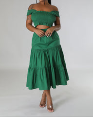 Women's Summer Cropped Top & Maxi Skirt Set  Beach Vacation 2-Piece Look