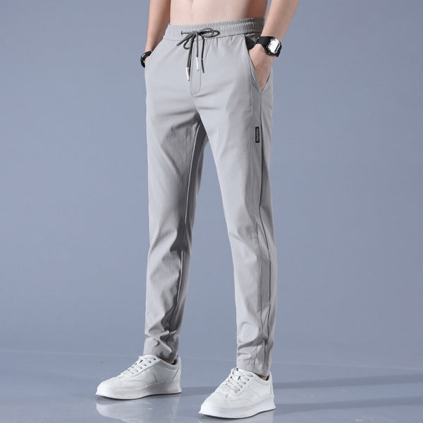 Activewear Silk Men's Stretch Sports Trousers  Breathable, Straight-Leg Comfort Pants