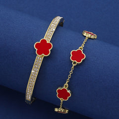 Lucky Blossom Duo: Women's Five-Petal Bracelet Set