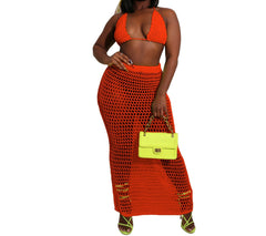 Beachside Elegance: Knitted Two-Piece Cover-up Set for Summer