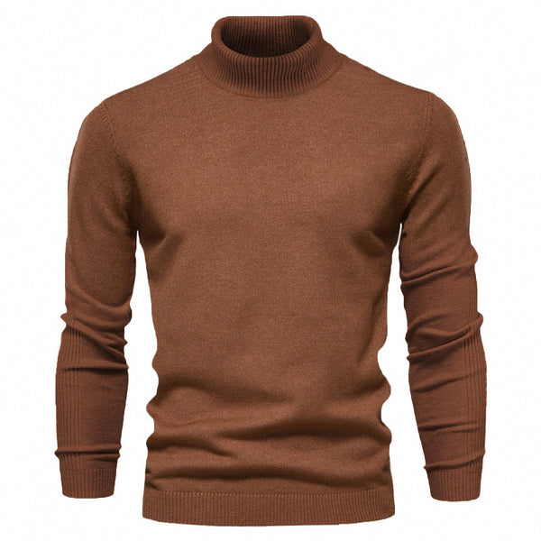 Slim Fit Men's Winter Turtleneck Sweater - Solid Colors