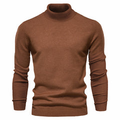 Slim Fit Men's Winter Turtleneck Sweater - Solid Colors
