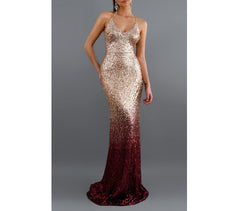 Sunset Seduction Sequin Ombre Prom Halter Dress