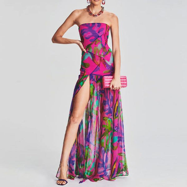 Tube Top Split Dress for Women , Effortless Glamour & Chic Style