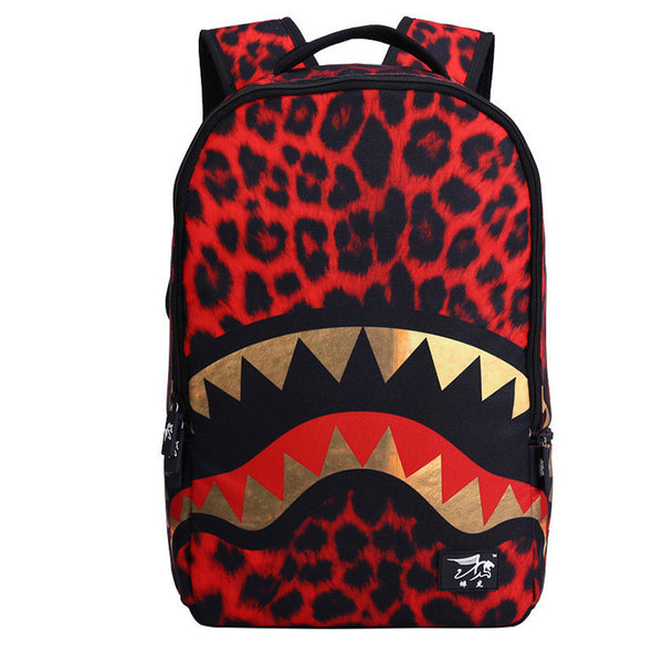 Red Trendy Cheetah Shark Print Women's Backpack  Stylish & Durable Bag for Everyday Use