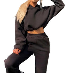 Women's 2-Piece Hooded Tracksuit – Sexy Long Sleeve Casual Fitness Set