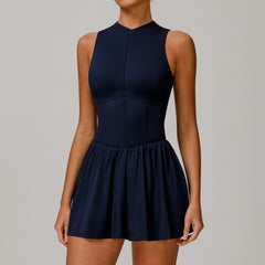 Women's Navy Blue Solid Color Mini Dress Activewear  Soft, Stretchy & Comfortable