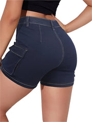 Women’s Super High-Waisted Denim Shorts Lightweight Relaxed Fit Mid-Thigh Jean Shorts