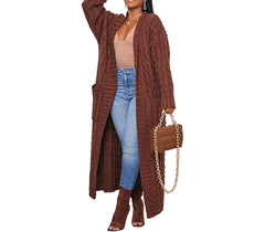 Fall Solid Color Long Cardigan