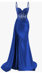 Plus Size Satin Strapless Maxi Corset Dress  Sexy Long Formal Evening Gown