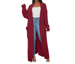 Fall Solid Color Long Cardigan