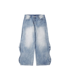 Men's Urban White Wave Wide Leg Denim Jeans