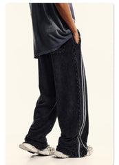 Asymmetric Reflective Street Trousers for Men Stylish, Comfortable Daily Wear with Drawstring Rope Design