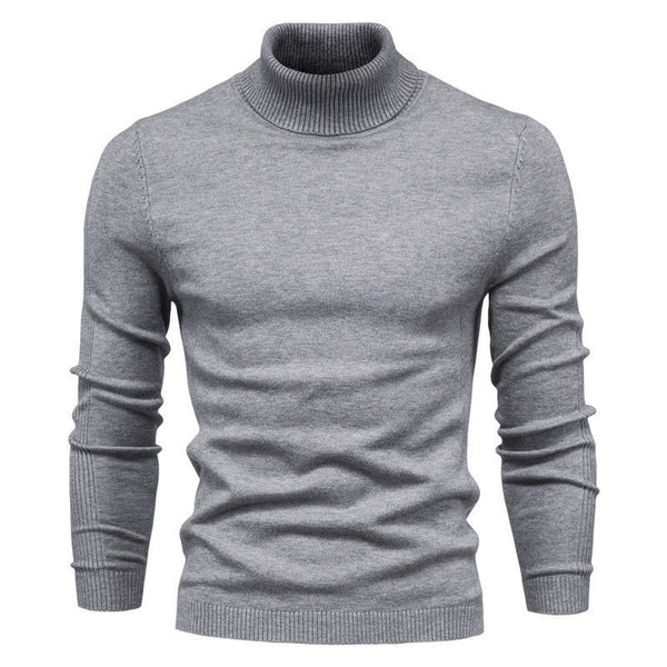 Men's Casual Slim Turtleneck - Versatile Solid Color Sweater