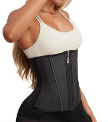 Women’s Latex Waist Trainer Strapless Under bust Corset with Steel Bones & Double Compression for Workout