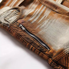 Men's Big & Tall Skinny Denim Motorcycle Pants Stretch Zipper Mac Jeans