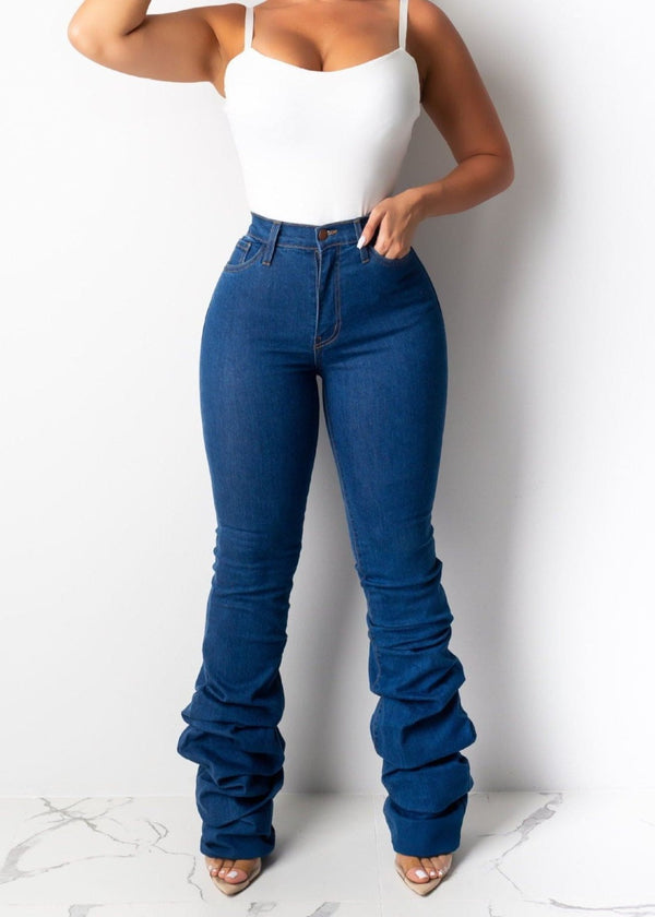Women's Blue Plus Size Stacked  Perfection Denim Pants