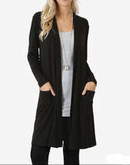Plus Size Women’s Open Front Cardigan Slim Fit or Oversized, Long Sleeve Casual Sweater with Pockets