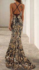 Glam Gold Leopard Print Prom Dress