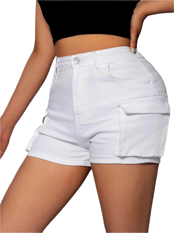 Women’s Super High-Waisted Denim Shorts Lightweight Relaxed Fit Mid-Thigh Jean Shorts