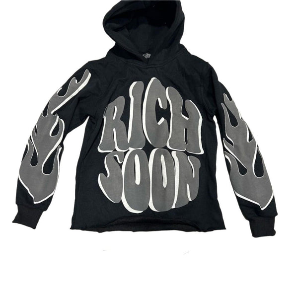 Black Urban Vibes Men's Graphic Hoodie Casual Loose Fit with Bold Text Print