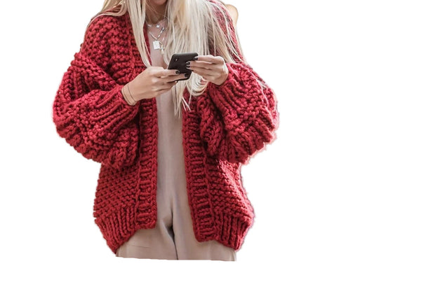 Kamilla Chunky Crochet Knit Cardigan  Cropped Sweater Jacket for Women