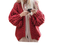 Kamilla Chunky Crochet Knit Cardigan  Cropped Sweater Jacket for Women
