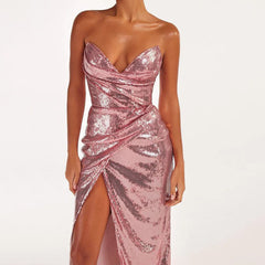 Glittering Gala Sequin Backless Dress