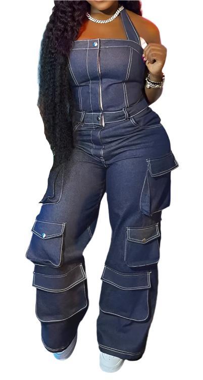 Women's Blue Fashion Sapphire Jean Jumpsuit